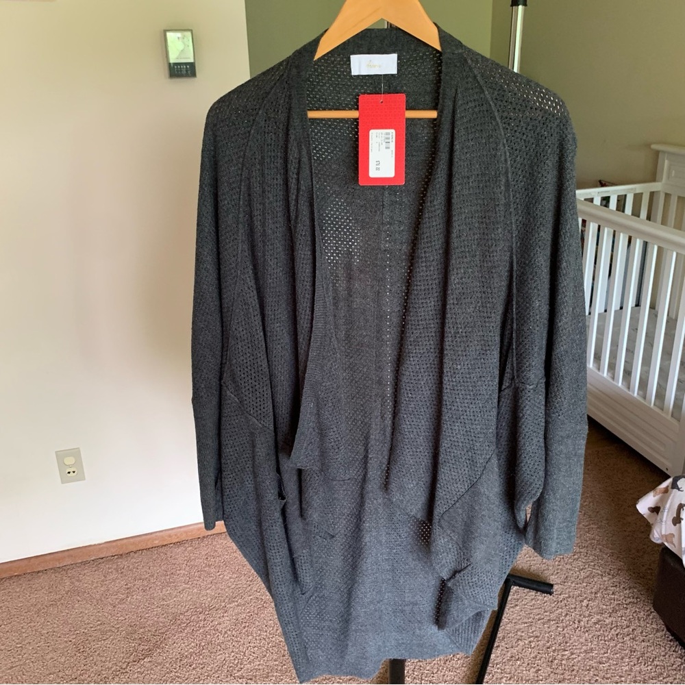 Evereve Knit Cardigan Sweater Wrap Gray NWT